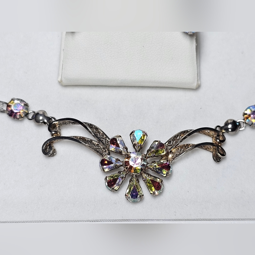 Titan Aurora Crystal Flower Necklace & Earring Set - Picture 3 of 5